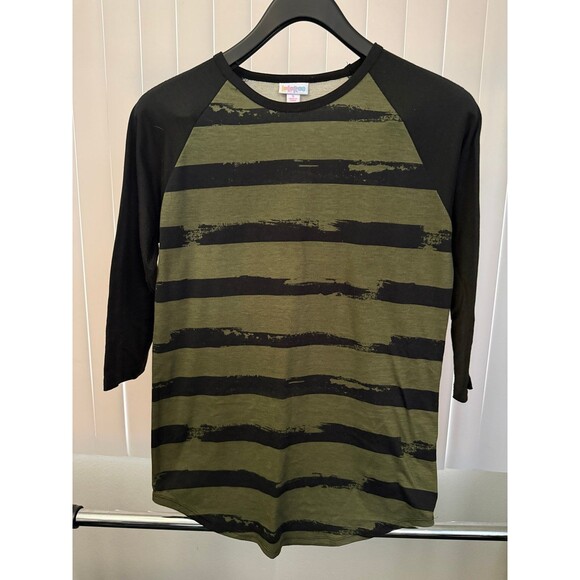 Women’s LulaRoe  Black/ Olive  Randy Knit Top 3/4 Sleeve Size Small - Picture 1 of 5